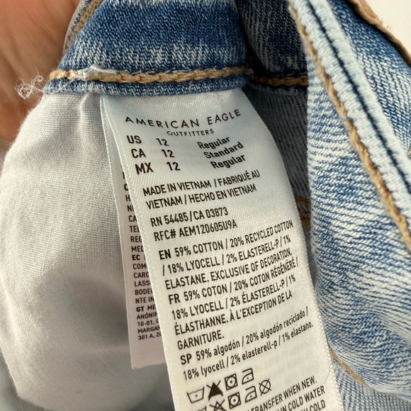 American Eagle Jeans Womens Super High Rise Baggy Wide Leg Light Wash Size 12 - Picture 6 of 9